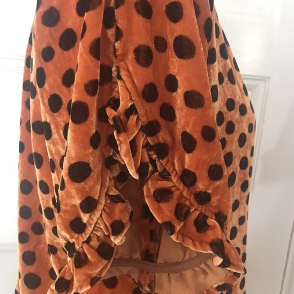 Madewell Memento Velvet Top Orange Brown Polka Dot - Picture 4 of 7